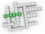 3d Image Agenda Issues Concept Word Cloud Background Stock Photo