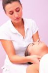 Physiotherapy Cervical Massage Stock Photo