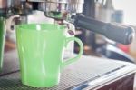 Coffee Mug In Coffee Shop Stock Photo