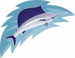 Sailfish Jumping Retro Style Stock Photo