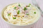 Spaghetti Carbonara Stock Photo