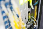 Fiber Optic With Servers In A Technology Data Center Stock Photo