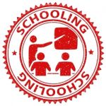 Schooling Stamp Shows Stamped Study And Educating Stock Photo