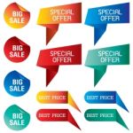 Tab Banner With Discount Price Isolated On Background Stock Photo