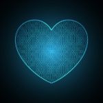 Technology Future Abstract Binary Love Heart Stock Photo