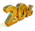 3d Gold 20 Twenty Percent Discount Sign Stock Photo