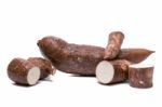 Cassava Root Isolated On A White Background Stock Photo