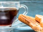 Breakfast In Bed Represents Meal Time And Beverages Stock Photo