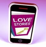 Love Stories Phone Gives Tales Of Romantic And Loving Feelings Stock Photo