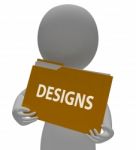 Designs Folder Represents Layout Creativity 3d Rendering Stock Photo