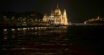 Hungarian Parliament Building Illumintaed At Night In Budapest Stock Photo