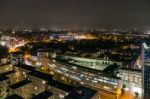 Scenic Of Hamburg Night Cityscape Stock Photo