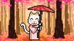 Pixel Art Cat Sakura Stock Photo