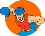 Amateur Boxer Overhead Punch Circle Drawing Stock Photo