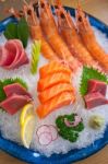 Japanese Style Assorted Sashimi Dish Stock Photo