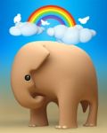 3D Elephant A Happy Day Stock Photo