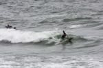 Surfing In Cornwall Stock Photo