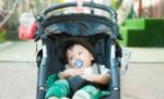 The Boy In The Stroller Stock Photo