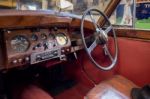 Interior Of An Old Classic Car In The Motor Museum At Bourton-on Stock Photo