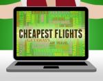 Cheapest Flights Shows Reduction Discounted And Flying Stock Photo