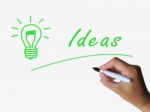 Ideas And Lightbulb Indicate Bright Idea And Concepts Stock Photo