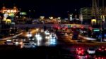 Traffic On The Strip Illuminated At Night In Las Vegas Stock Photo