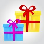 Gift Boxes Represents Christmas Present And Celebrate Stock Photo