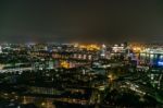 Scenic Of Hamburg Night Cityscape Stock Photo