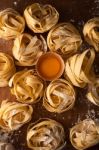 Fettuccine Pasta Italian Food Still Life Rustic Stock Photo