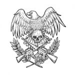 Eagle Skull Assault Rifle Drawing Stock Photo