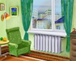 Cartoon Room Interior With Armchair Near A Window Stock Photo