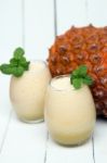 Fresh Pineapple Juice Isolated On A White Background Stock Photo