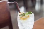 Glass Of Iced Honey Lemon Soda Stock Photo