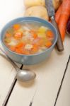 Traditional Italian Minestrone Soup Stock Photo