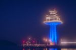 Lighthouse In The Dark Night Stock Photo