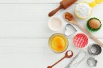 Baking Background With Baking Ingredients Stock Photo