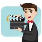 Cartoon Businessman With Director Cut Stock Photo