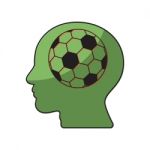 Soccer Human Head Sport Thin Line Flat Design Icon  Illust Stock Photo