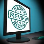 Review Screen Means Examine Reviewing Or Reassess Stock Photo
