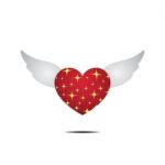 Heart With Wings Love Flat Design Icon  Illustration Stock Photo