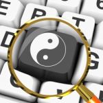 Ying Yang Key Magnified Means Spiritual Peace Harmony Stock Photo
