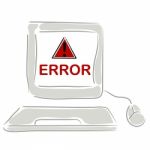 Computer With Error Icon Stock Photo