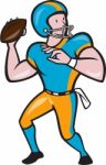 American Football Quarterback Qb Throwing Cartoon Stock Photo