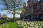 Amsterdam, Netherlands - May 6, 2015: Tourists At The Garden Aro Stock Photo