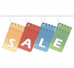 Sale tags hanging Stock Photo