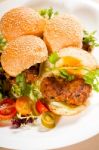 Mini Chicken Burgers Stock Photo