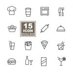 Kitchen Stuff Icon Set On White Background Stock Photo