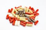 Stack Medical Capsules Stock Photo