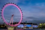 View Of The London Eye At Night Stock Photo