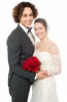 Wedding Couple Posing Together Stock Photo